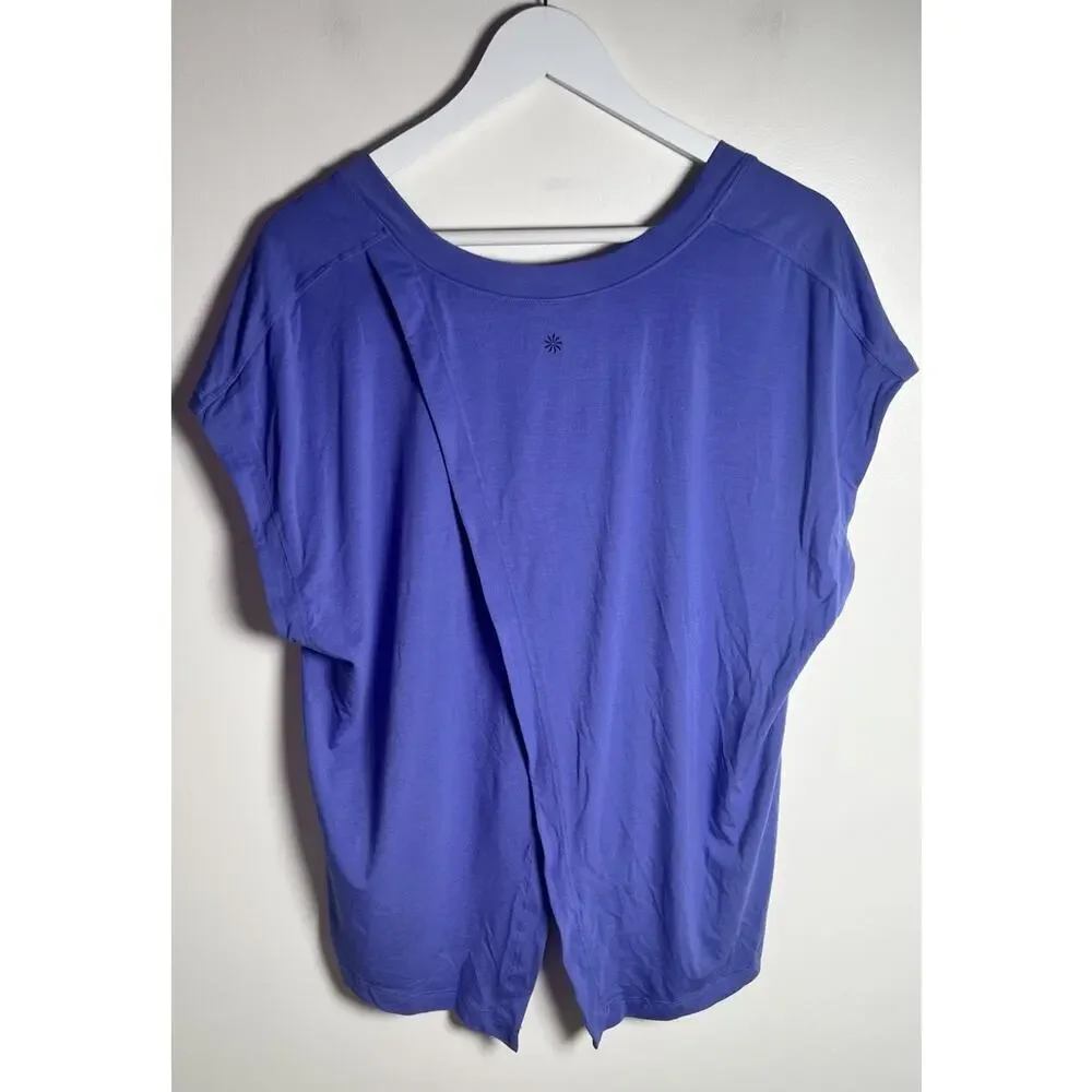 Athleta Essence Away From Body Purple Womens XL Workout Gym Yoga Stretch Tee EUC - Picture 2 of 7